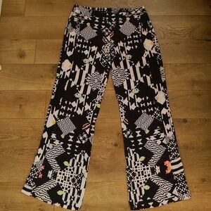 2B bebe sheer silky tribal geometric wide leg pants L